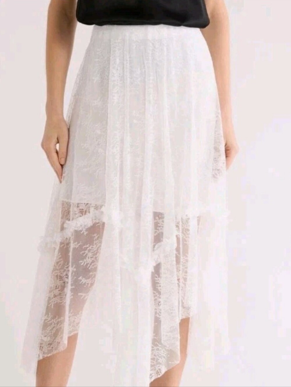AllSaints Size 8 Josie White Asymmetric Lace Skirt Msrp $249